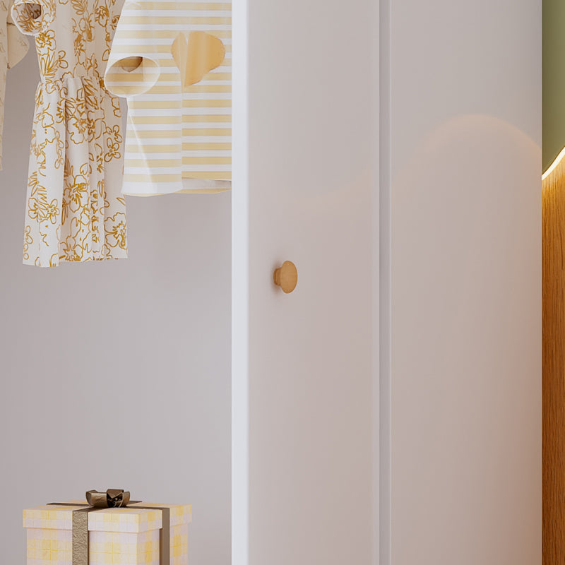 Kleiner Kleiderschrank mit Stange, 2-türiger Kleiderschrank, Schlafzimmer, Wohnzimmer, Kinderkleiderschrank, MDF, Weiß