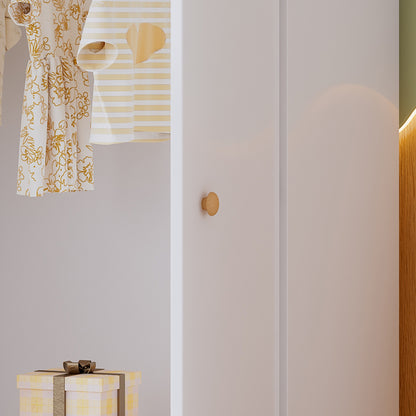 Kleiner Kleiderschrank mit Stange, 2-türiger Kleiderschrank, Schlafzimmer, Wohnzimmer, Kinderkleiderschrank, MDF, Weiß