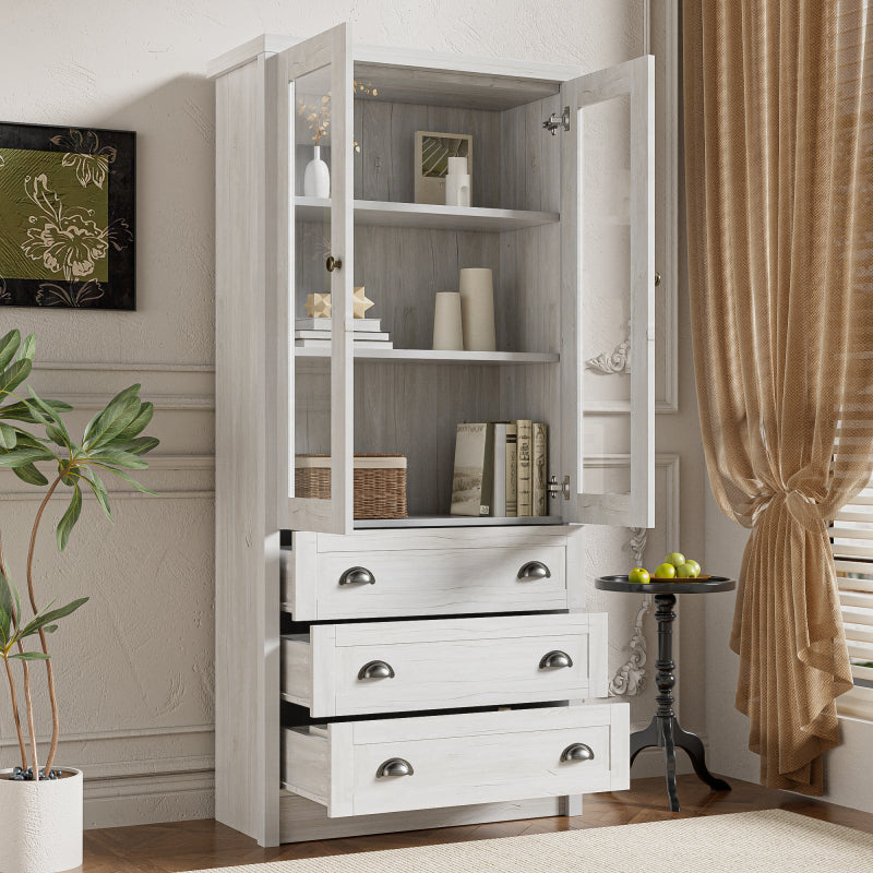 Moderner Highboard Schrank 80x34x171 cm, für Wohnzimmer, Büro & Flur