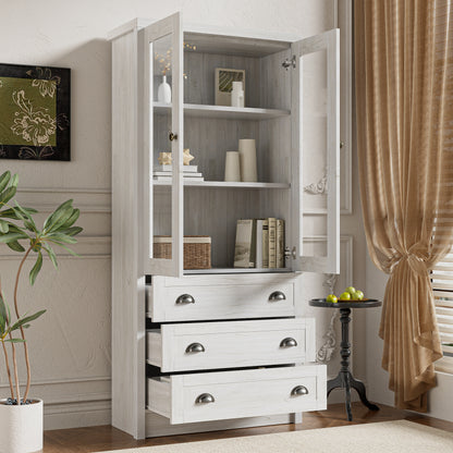 Moderner Highboard Schrank 80x34x171 cm, für Wohnzimmer, Büro & Flur