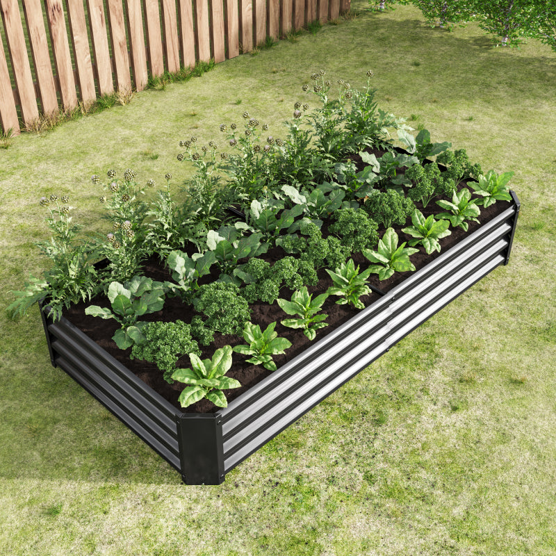 Hochbeet Metall Pflanzenbeet, Hochbeete für Garten aus robustem Stahlblech mit stabilem Design, Rostschutz und Langer Haltbarkeit, Hochbeet Bausatz ohne Boden, Ideal für Gemüse, Kräuter & Blumen Anthr