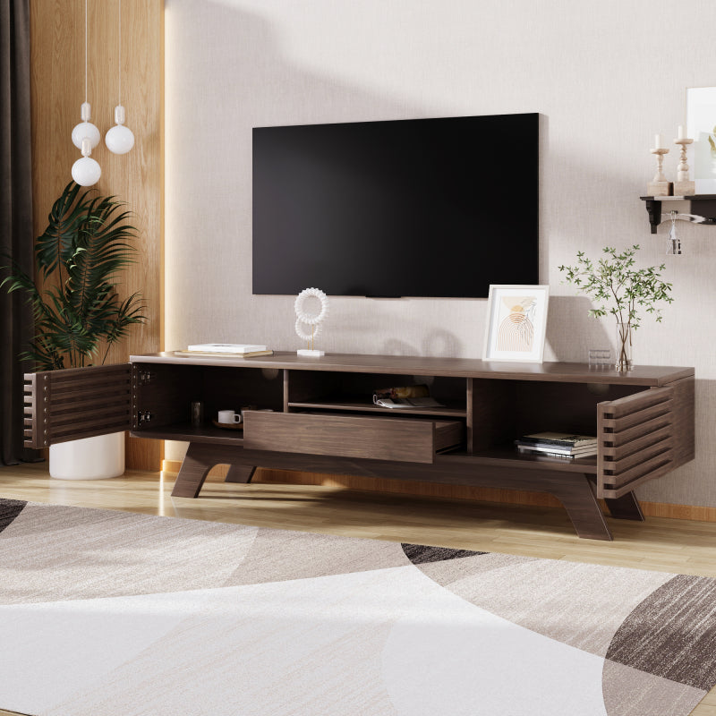 TV-Schrank mit einer Schublade und zwei Türen, TV-Möbel, TV-Panel, TV-Lowboard, TV-Schrank. Einzigartiges Design, Vintage-Holzfarbe.