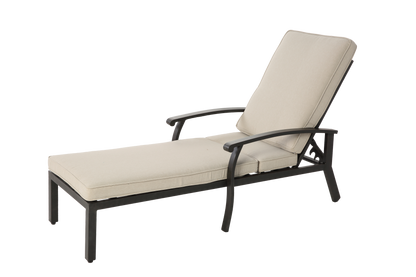 Lounge Patio Chair with Cotton Cushion, Adjustable Reclining Rust-Resistant Aluminum  Poolside Chaise Lounge Furniture, Waterproof Beige Cushion (1pc)