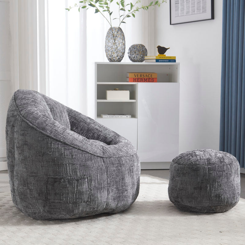 Sitzsack Sofa Stuhl für Erwachsene mit Fußstütze, Grau