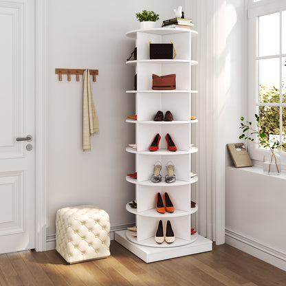 Drehbarer Schuhschrank (360°), 165 cm hoch, Schuhregal für 28 Paar Schuhe, Modernes Design, Wihte