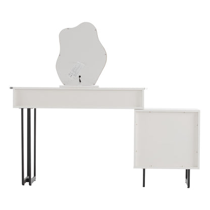 Schminktisch, Kosmetiktisch-Set mit Spiegel und Beleuchtung, ausziehbare Tischplatte, 3-farbige LED-Beleuchtung, Maße: B100/H76/T40 cm (ohne Hocker)