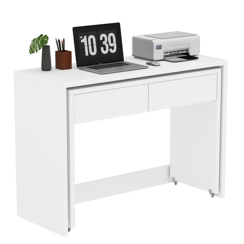 Regalschreibtisch + Kommode-2-in-1 Kompaktschreibtisch, ausziehbar, mit Rollen ausgestattet, flexibel kombinierbar, Faltbarer Schreibtisch