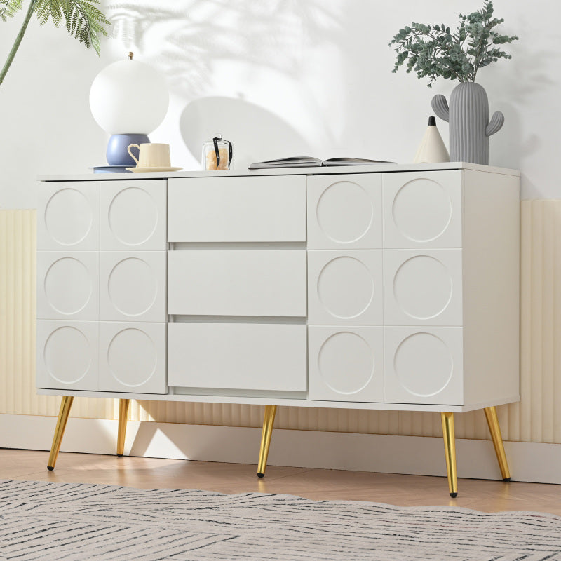 Kommode mit 3 Schubladen und 2 Türen, Kommodenschrank, für Schlafzimmer und Wohnzimmer, mit verstellbaren Regalen und Kippschutz, 120 x 40 x 78 cm, Weiß