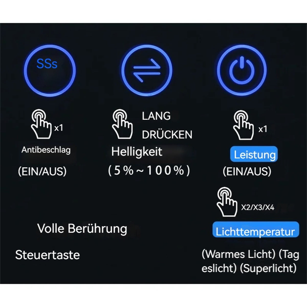 LED Badezimmerspiegel 60×100 cm – rahmenlos, dimmbar, Anti-Beschlag, energiesparend, Sicherheitsglas, Wandspiegel mit Beleuchtung