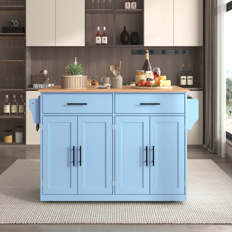 Servierwagen mit klappbarer Tischplatte, 120x46(70)x91 cm, Blau, mit Rollen und austauschbaren Holzbeinen, ideal für Küche und Esszimmer