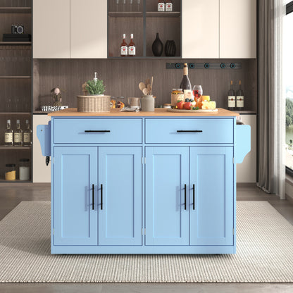 Servierwagen mit klappbarer Tischplatte, 120x46(70)x91 cm, Blau, mit Rollen und austauschbaren Holzbeinen, ideal für Küche und Esszimmer