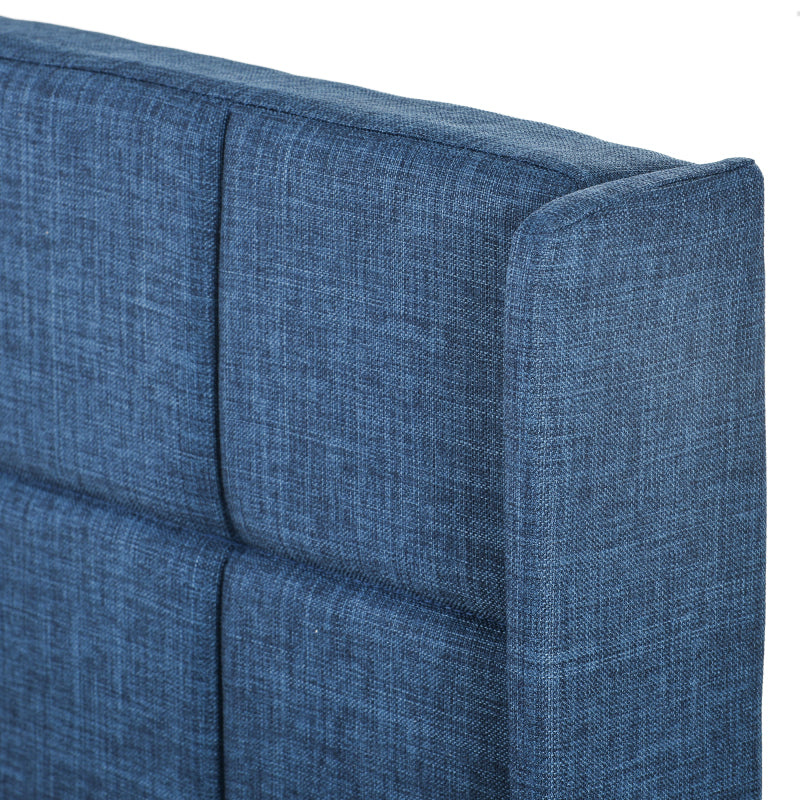 Modernes Design Polsterbett Mit seinem gepolstertes Kopfteil Einzelbett mit Lattenrost, 90x200cm ,in Blau Leinen, mittelfest (Ohne Matratze)