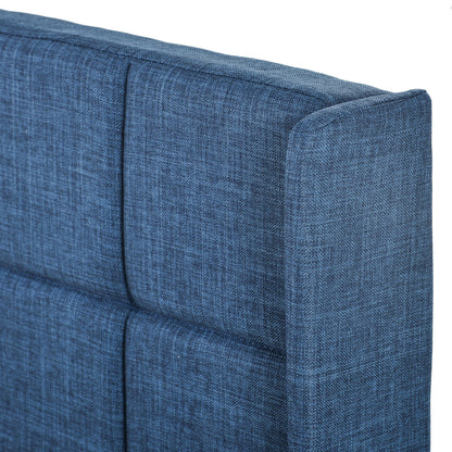 Modernes Design Polsterbett Mit seinem gepolstertes Kopfteil Einzelbett mit Lattenrost, 90x200cm ,in Blau Leinen, mittelfest (Ohne Matratze)