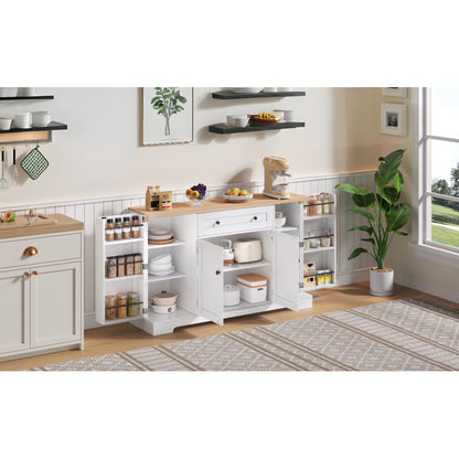 Multifunktionales Küchenbuffet – 138 cm Sideboard mit Schublade, Regaltüren & verstellbaren Einlegeböden – Modernes Design mit Kippschutz, ideal für Küche, Wohnzimmer & Schlafzimmer