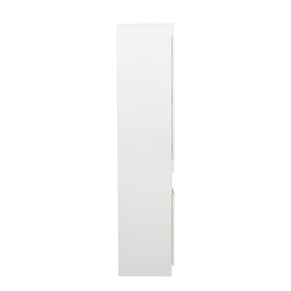 Schwarze LED-Vitrine mit 2 Glastüren - Standvitrine inkl. Beleuchtung, Freistehender Schrank für Wohnzimmer, Buffetschrank & Sammlervitrine, Weiß