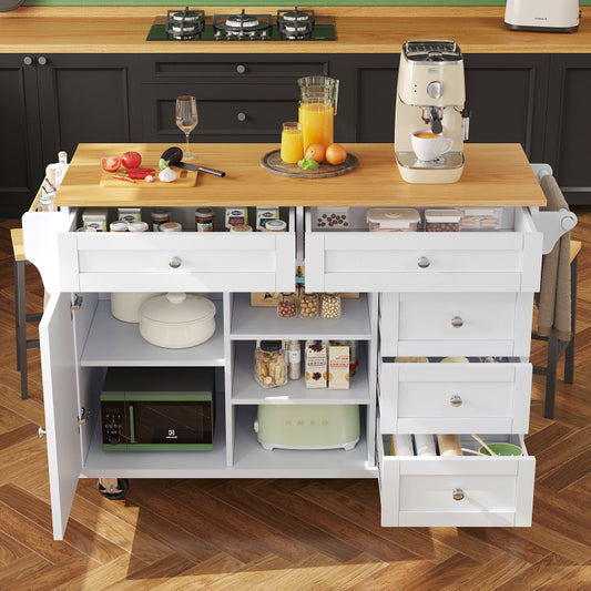 Speisewagen (134 x 46 x 92 cm), moderner und einfacher weißer Speisewagen, kombiniertes Schubladen-Aufbewahrungsschrank-Design, mobiles und festes Dual-Use-Design, geeignet für Privat- und Gewerbeküch
