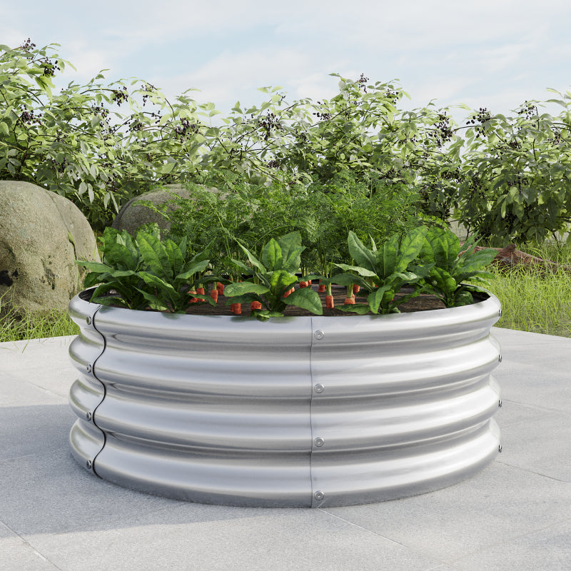 Verzinkt erhöhte Gartenbett, Pflanzer erhöhte Gartenbetten im Freien, Runde Freiheit erhöhte Gartenbetten für Gartenbau Gemüse, Früchte, Blumen, Silber