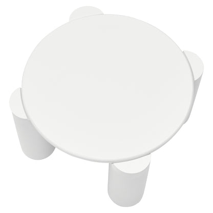White Cloud Couchtisch, moderner Couchtisch mit 4 stabilen Stützbeinen, kleiner weißer Couchtisch, runde Kante, passt gut in Wohnzimmer, Schlafzimmer, Balkon, Terrasse