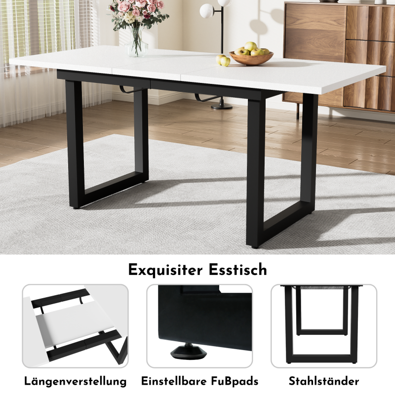 Industriestil multifunktionaler Esstisch, Weiß+Schwarz