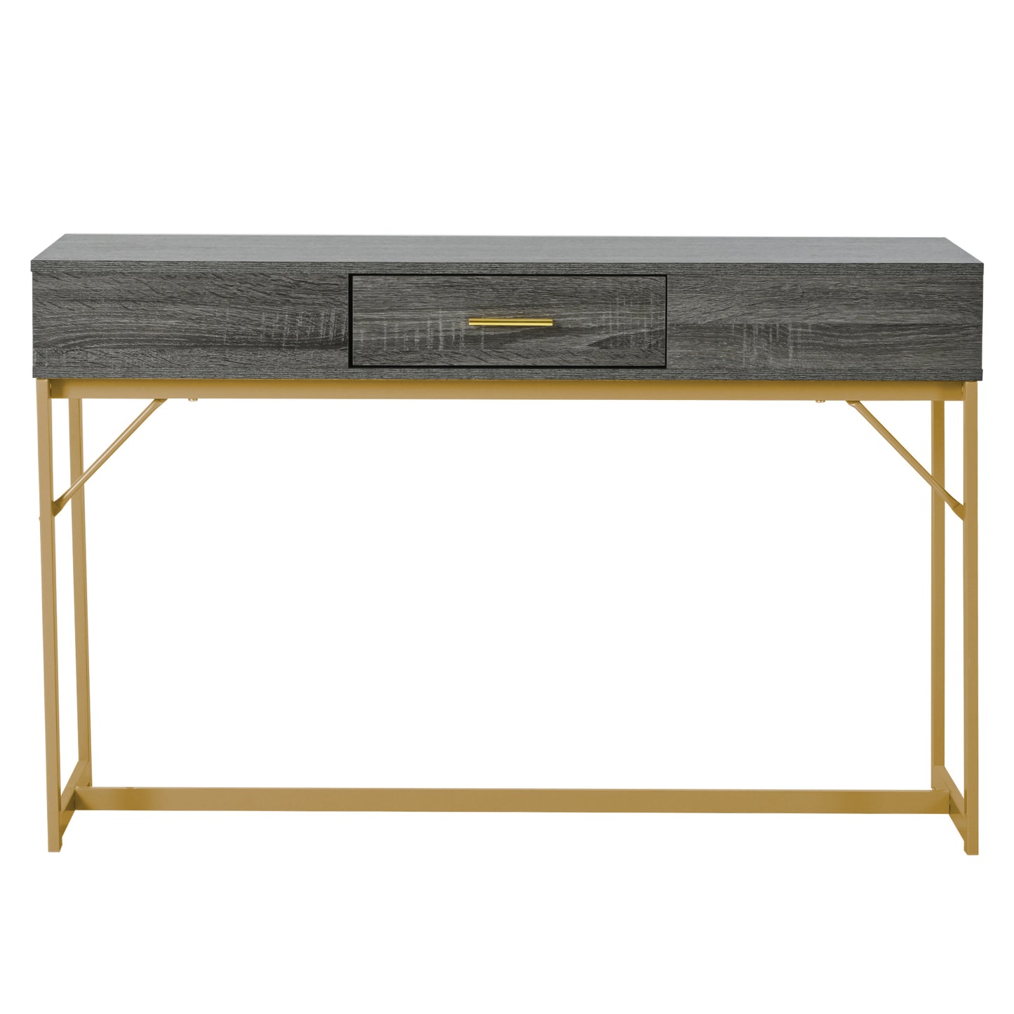 Konsolentisch,Flurtisch mit 2 Schublade ,Leichter Luxus-Stil Beistelltisch, Grau/Gold