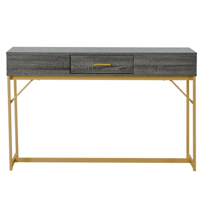Konsolentisch,Flurtisch mit 2 Schublade ,Leichter Luxus-Stil Beistelltisch, Grau/Gold
