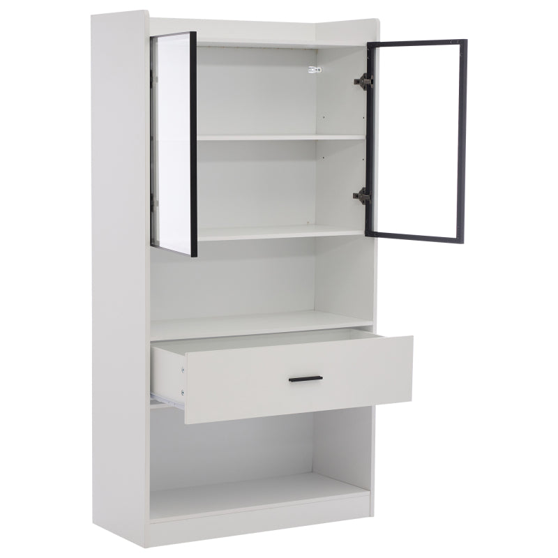 Curio Vitrine mit Licht, 16 Farben Licht, Sammlerstücke Schrank Display Regal, Bücherregal Vitrine für Wohnzimmer, weiß