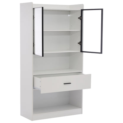 Curio Vitrine mit Licht, 16 Farben Licht, Sammlerstücke Schrank Display Regal, Bücherregal Vitrine für Wohnzimmer, weiß
