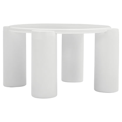 White Cloud Couchtisch, moderner Couchtisch mit 4 stabilen Stützbeinen, kleiner weißer Couchtisch, runde Kante, passt gut in Wohnzimmer, Schlafzimmer, Balkon, Terrasse