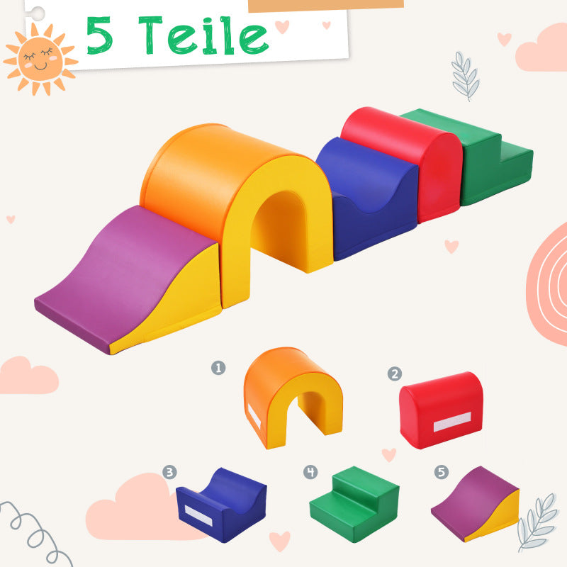 5-in-1 Riesige Bunte Weiche Schaumstoff-Bausteine für Kinder – Perfekt für Kreatives Spielen, Klettern, Kriechen und Motorikförderun