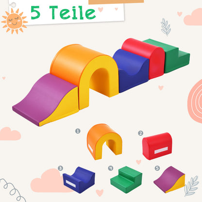 5-in-1 Riesige Bunte Weiche Schaumstoff-Bausteine für Kinder – Perfekt für Kreatives Spielen, Klettern, Kriechen und Motorikförderun