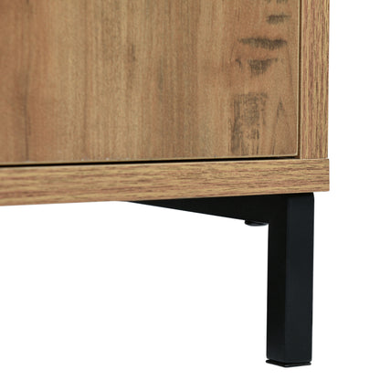 Kommode mit 2 Türen und 3 Schubladen, 120 x 40 x 76 cm in Dunkle Eiche, Verstellbare Ablage, Sideboard Highboard für Schlafzimmer & alle Wohnräume