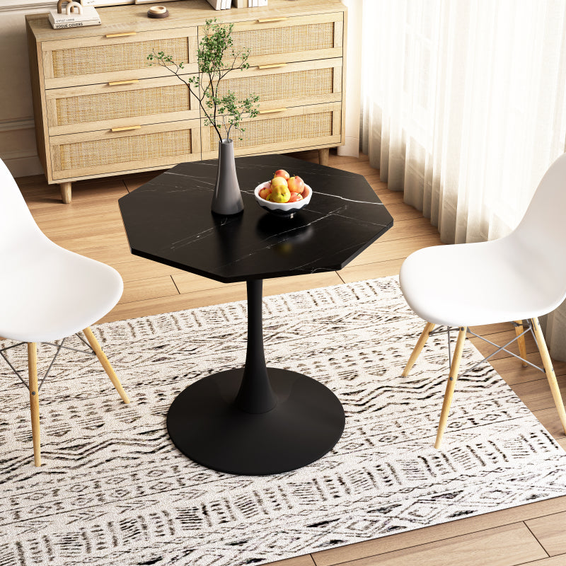Metal Dining Chairs Set of 4, Steel Legs and PU Leather Seats, High Back Armless Dining Chairs, for Kitchen, Living Room, Black