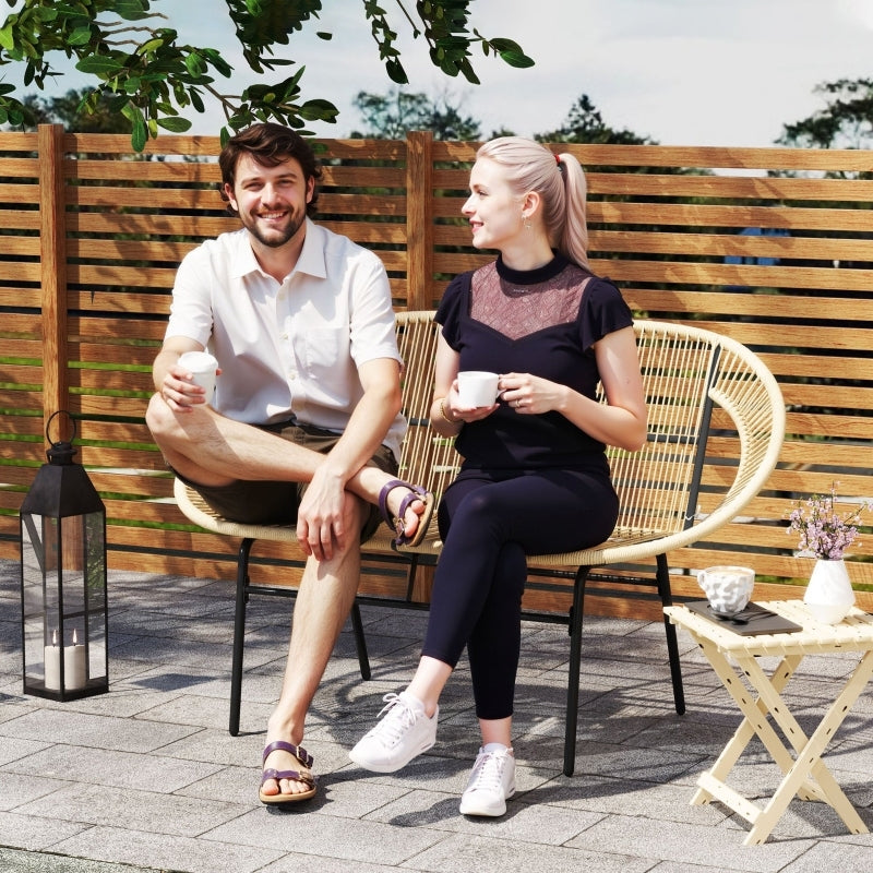 2-Sitzer Gartenbank Polyrattan, wetterfest Sitzbank im Rattangeflecht-Design, für Balkon, Terrasse, Garten, Khaki