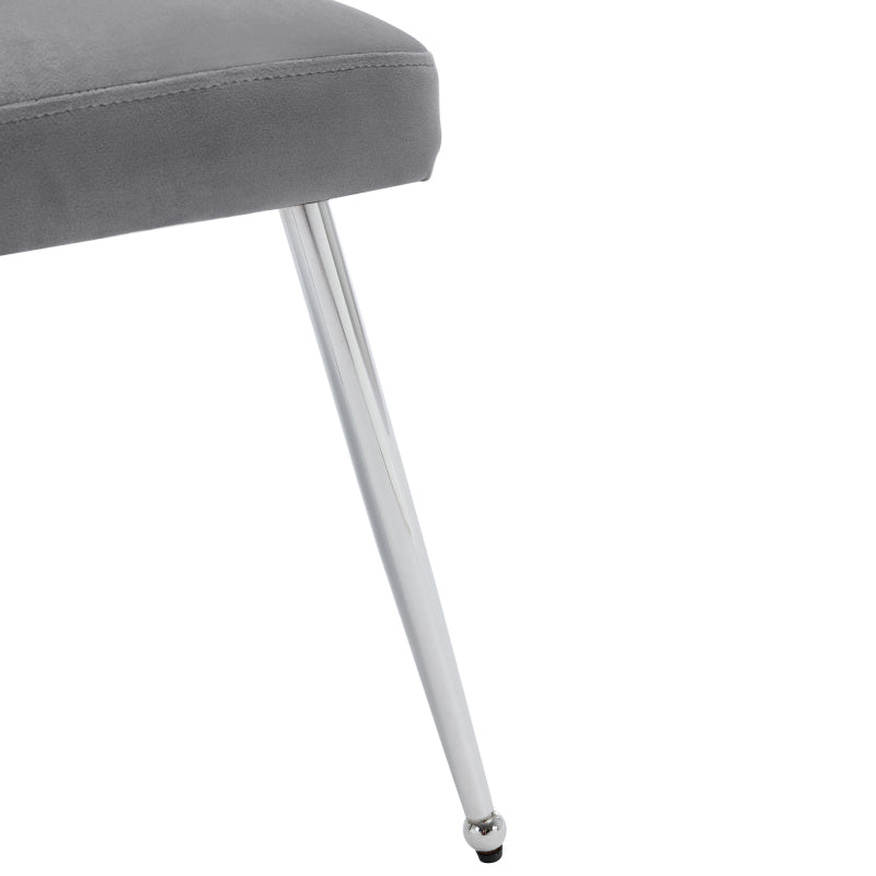 2er Set Esszimmerstuhl mit Knopfmuster, Moderner Loungesessel, Schlafzimmer-Wohnzimmerstuhl mit Lendenkissen, grau