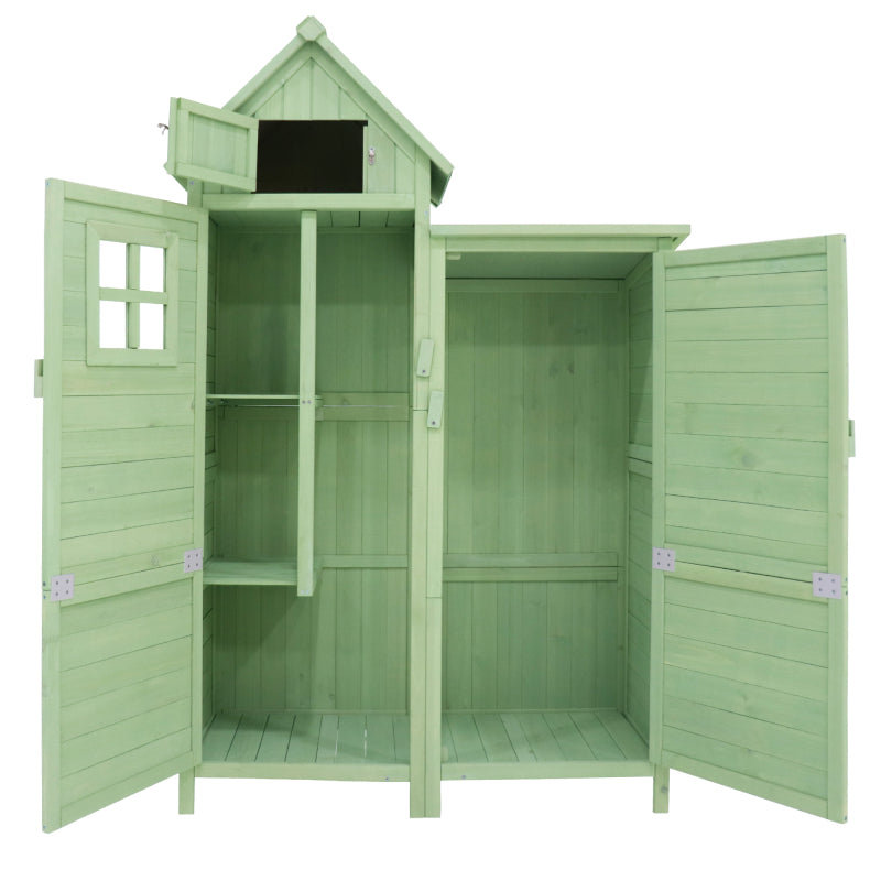 Gerätehaus Gartenschrank Geräteschuppen Geräteschrank, BxT: 118x54 cm, 118 x 54 x 173 cm (BxTxH), wetterfest, Holz, Grünes, PVC-Dach (Set, 1 St., 1 x Geräteschrank)