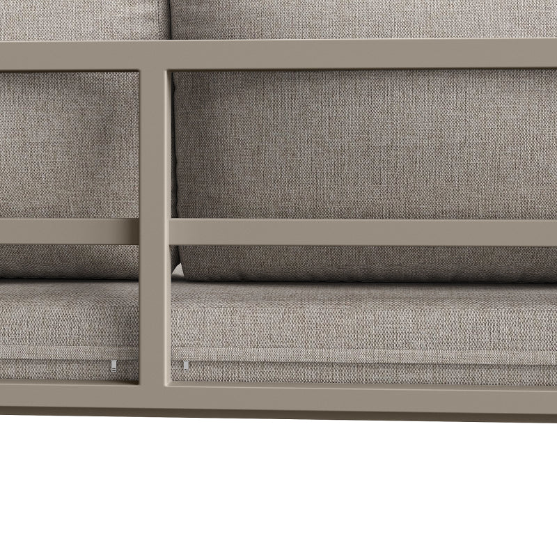 Garten-Lounge-Set, Rattan-Möbel-Set für 6-7 Personen, Ecksofa mit verzinktem Eisengestell, verstellbare Beine, inklusive aller Sitz- und Rückenkissen, beige