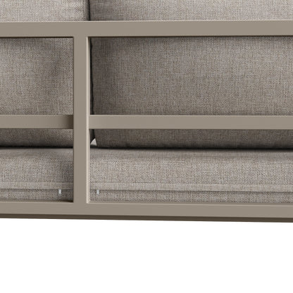 Garten-Lounge-Set, Rattan-Möbel-Set für 6-7 Personen, Ecksofa mit verzinktem Eisengestell, verstellbare Beine, inklusive aller Sitz- und Rückenkissen, beige