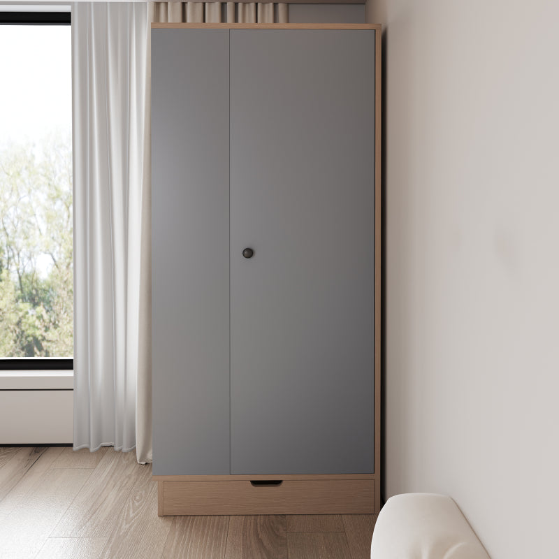 Kleiderschrank 70*40*170cm, eintürige Ausführung, mit Einlegeböden und Schubladen, grau