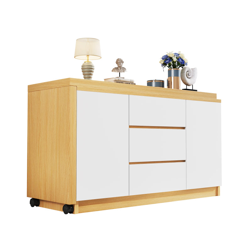 Schreibtisch mit feststellbaren Rollen – multifunktionales Design, 4 cm dickere, drehbare Tischplatte, fest arretierbar, weiß/Eiche, Faltbarer Schreibtisch, Eckschreibtisch, Sideboard,Dicke Materialie