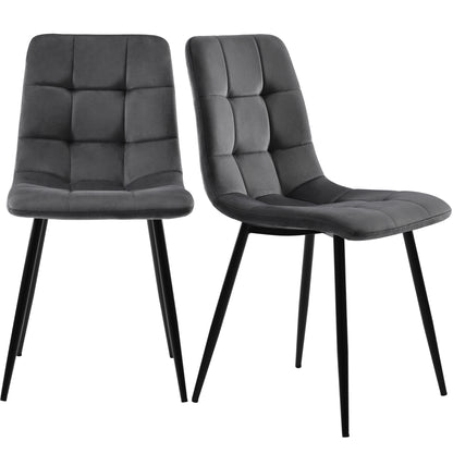 Esstisch und Stühle Set (5 Stück), Esszimmer-Set mit 4 Stühlen, marmorierte Tischplatte, schwarze Tischbeine, graue Samt-Esszimmerstühle