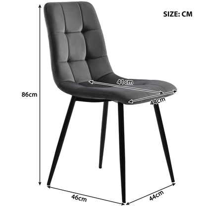 Esstisch und Stühle Set (5 Stück), Esszimmer-Set mit 4 Stühlen, marmorierte Tischplatte, schwarze Tischbeine, graue Samt-Esszimmerstühle