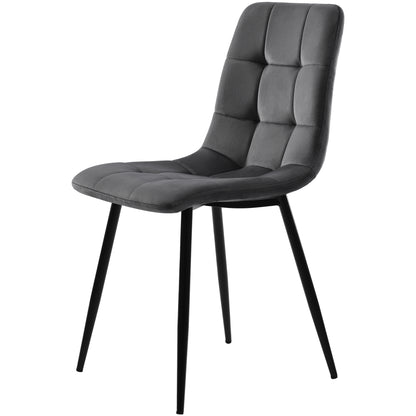 Esstisch und Stühle Set (5 Stück), Esszimmer-Set mit 4 Stühlen, marmorierte Tischplatte, schwarze Tischbeine, graue Samt-Esszimmerstühle