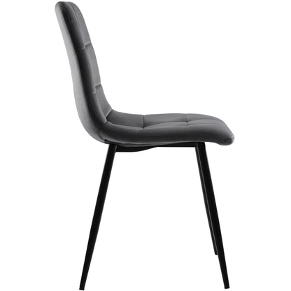 Esstisch und Stühle Set (5 Stück), Esszimmer-Set mit 4 Stühlen, marmorierte Tischplatte, schwarze Tischbeine, graue Samt-Esszimmerstühle