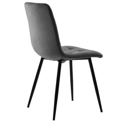 Esstisch und Stühle Set (5 Stück), Esszimmer-Set mit 4 Stühlen, marmorierte Tischplatte, schwarze Tischbeine, graue Samt-Esszimmerstühle