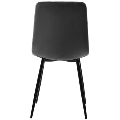 Esstisch und Stühle Set (5 Stück), Esszimmer-Set mit 4 Stühlen, marmorierte Tischplatte, schwarze Tischbeine, graue Samt-Esszimmerstühle