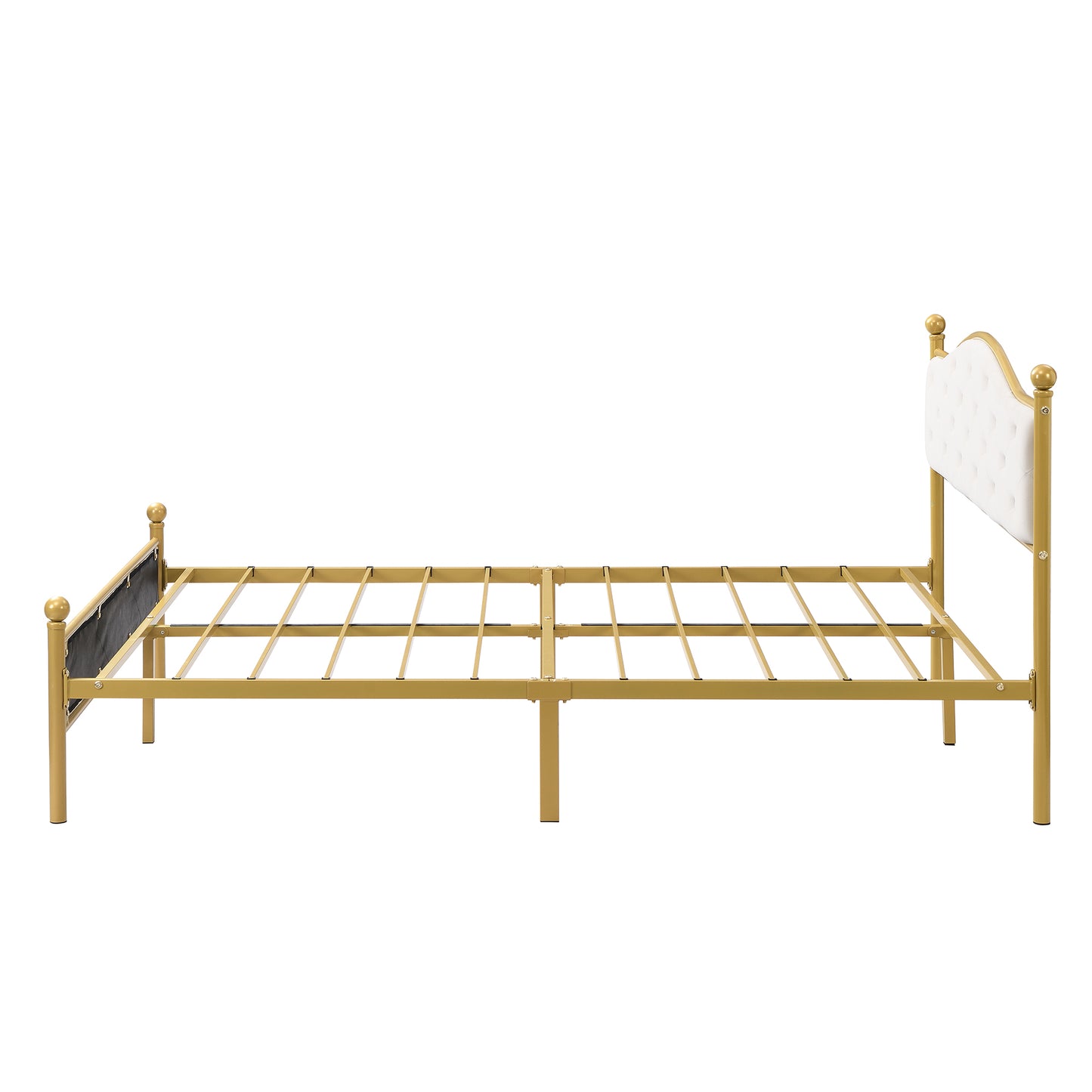 Modern Metallbett, Bettgestelle mit Lattenrost, Doppelbett, 140x200 cm, Ohne Matratze, golden