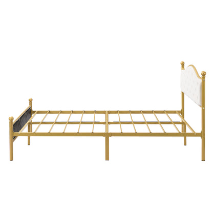 Modern Metallbett, Bettgestelle mit Lattenrost, Doppelbett, 140x200 cm, Ohne Matratze, golden
