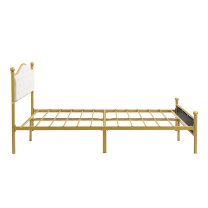 Modern Metallbett, Bettgestelle mit Lattenrost, Doppelbett, 140x200 cm, Ohne Matratze, golden