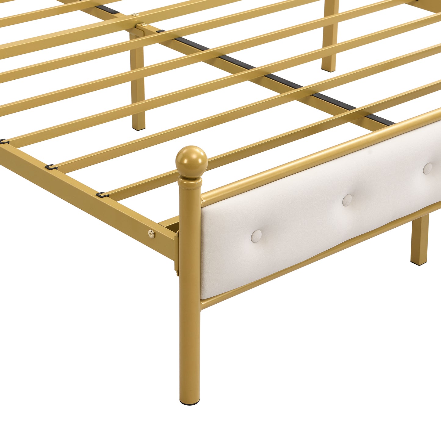Modern Metallbett, Bettgestelle mit Lattenrost, Doppelbett, 140x200 cm, Ohne Matratze, golden