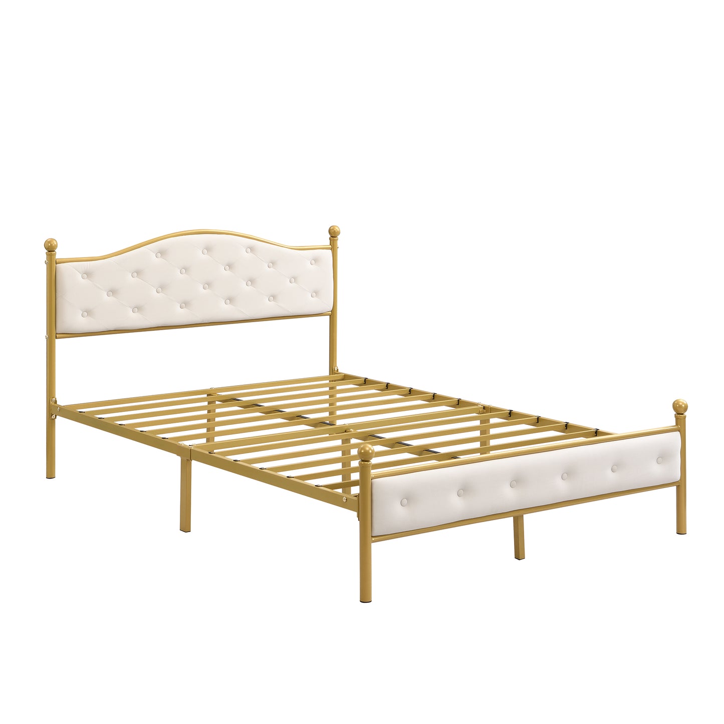 Modern Metallbett, Bettgestelle mit Lattenrost, Doppelbett, 140x200 cm, Ohne Matratze, golden